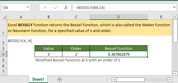 the usage of BESSELY function