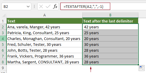 show the usage of TEXTAFTER function