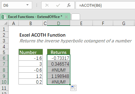 acoth function 2
