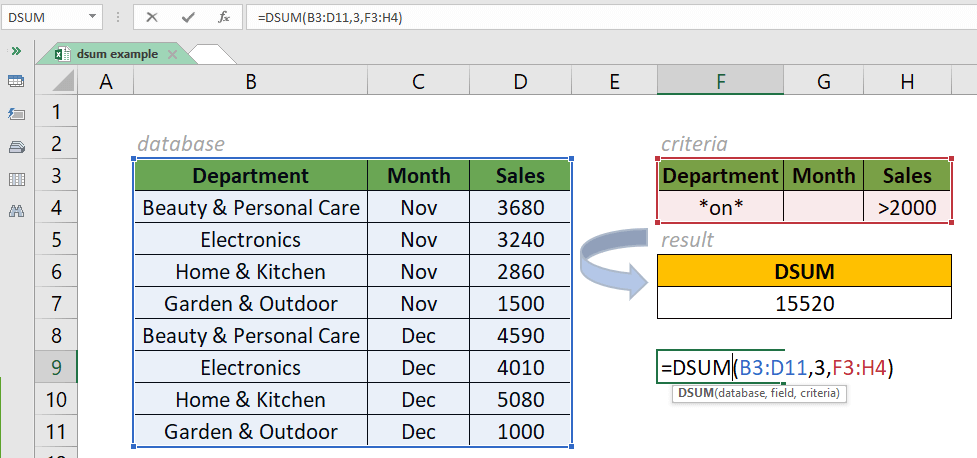 dsum function 1