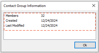 Shot of Contact Group Information of Kutools