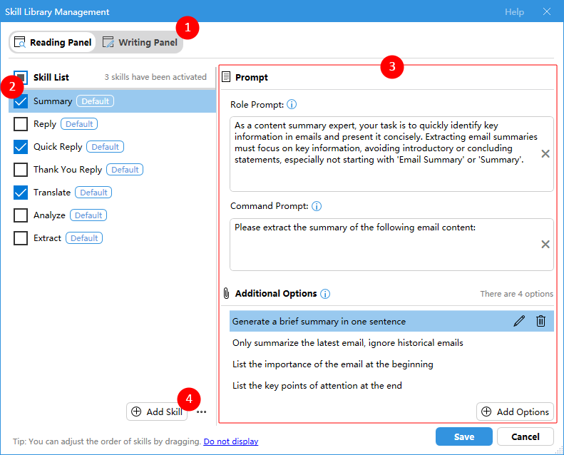 Skill Library Management dialog box