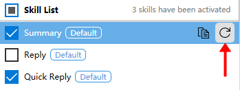 Reset button beside a skill