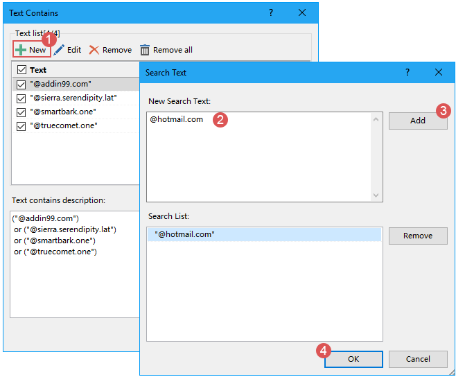steps to add new sender domains to never block
