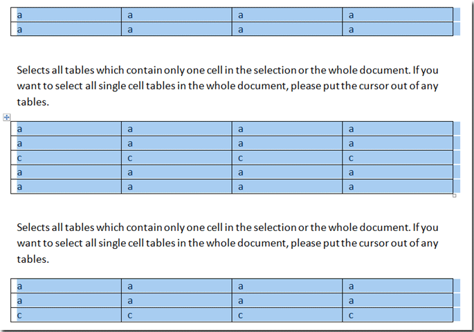 All tables in the document are now selected